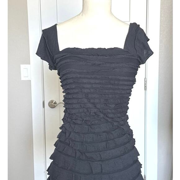 NWT M.S.S.P. Navy Ruffle Bodycon Mini Dress Size S Stretch - Picture 3 of 12